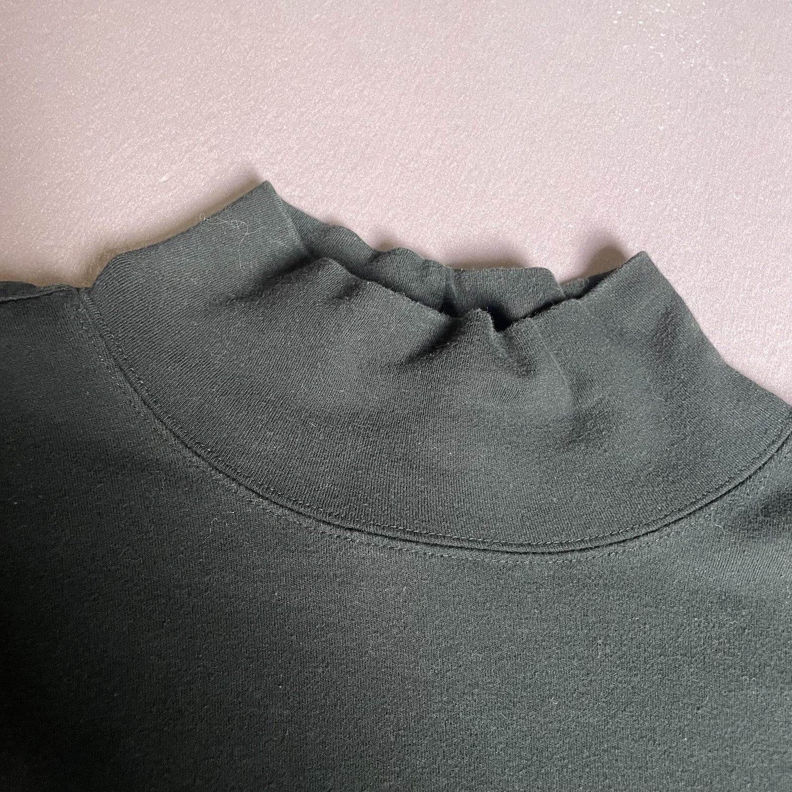 Talbots Shirt Womens Large Black Mock Neck Button Pocket Long Sleeve Tunic Knit