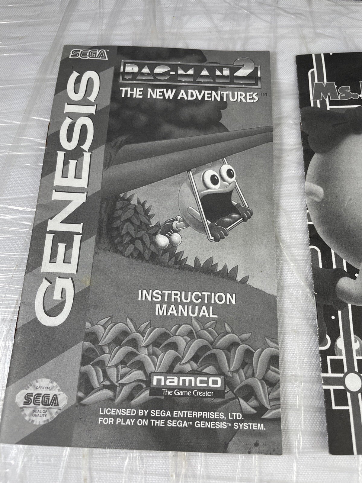 Pac Man 2 & Ms Pac Man With Manuals Lot Of 2 Sega Genesis Loose Games Tested