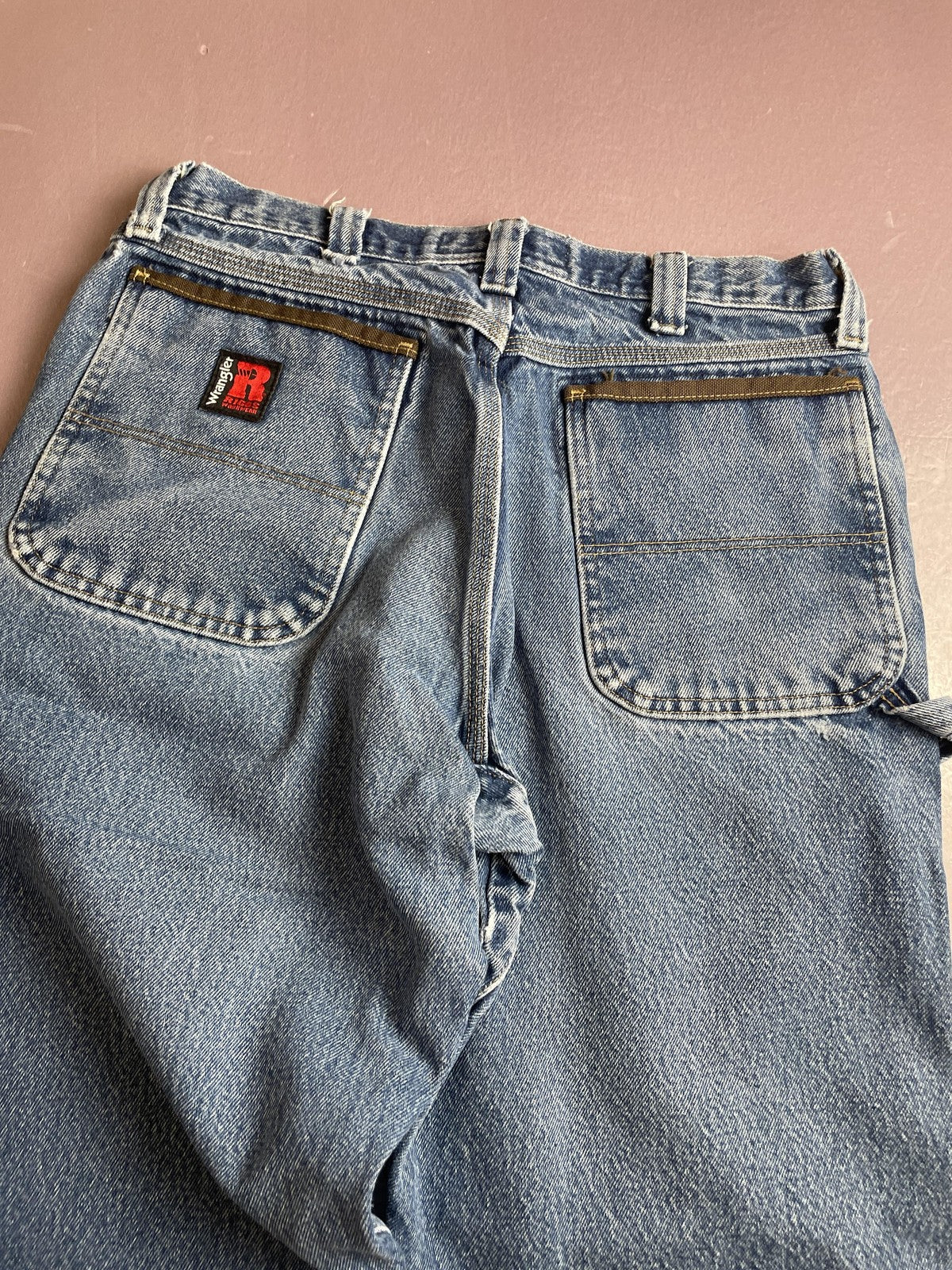 Wrangler RIGGS Workwear Jeans Mens 34x30 Blue Relaxed Straight Leg Carpenter