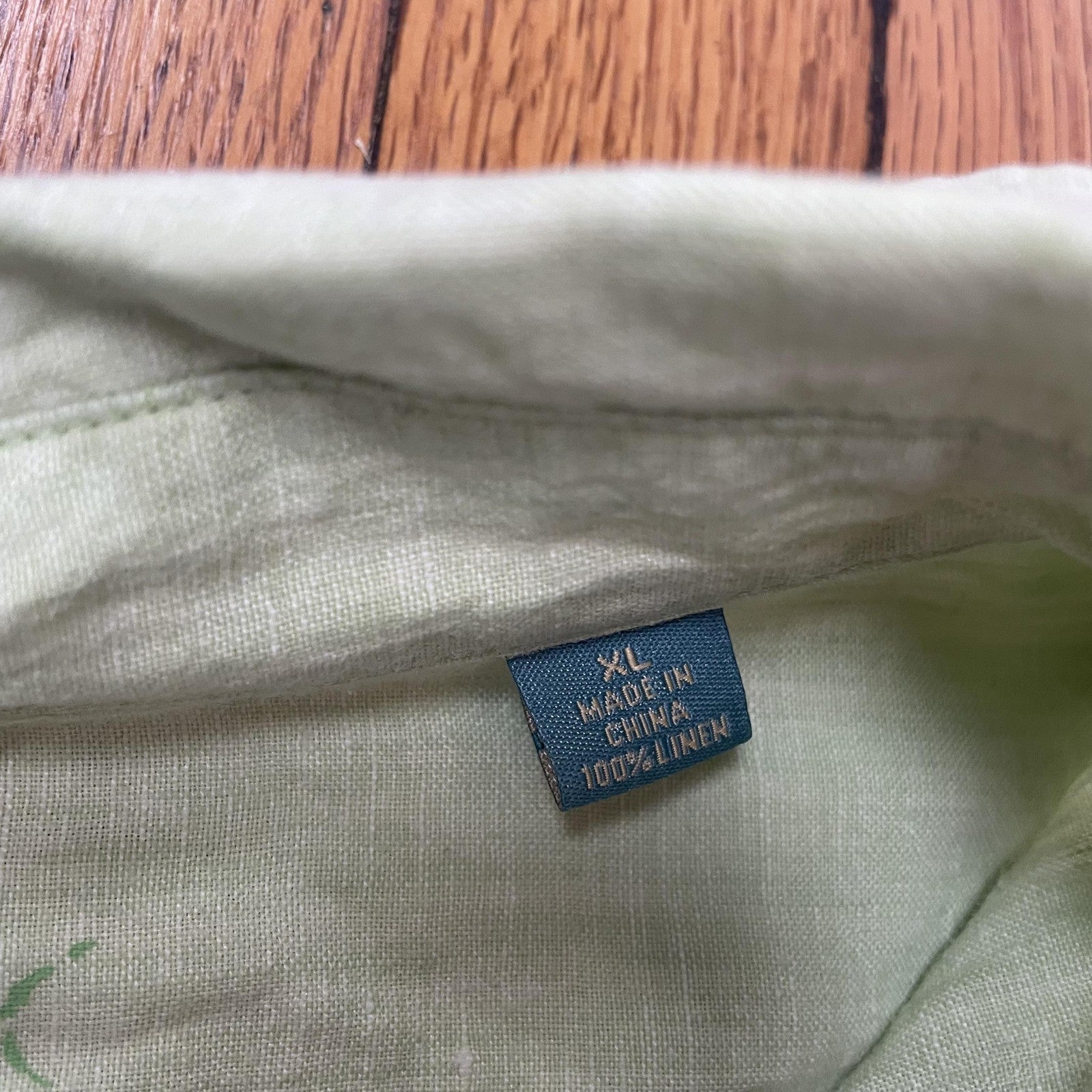 Tommy Bahama Shirt Mens XL Green Linen Relax Button Up Long Sleeve Casual