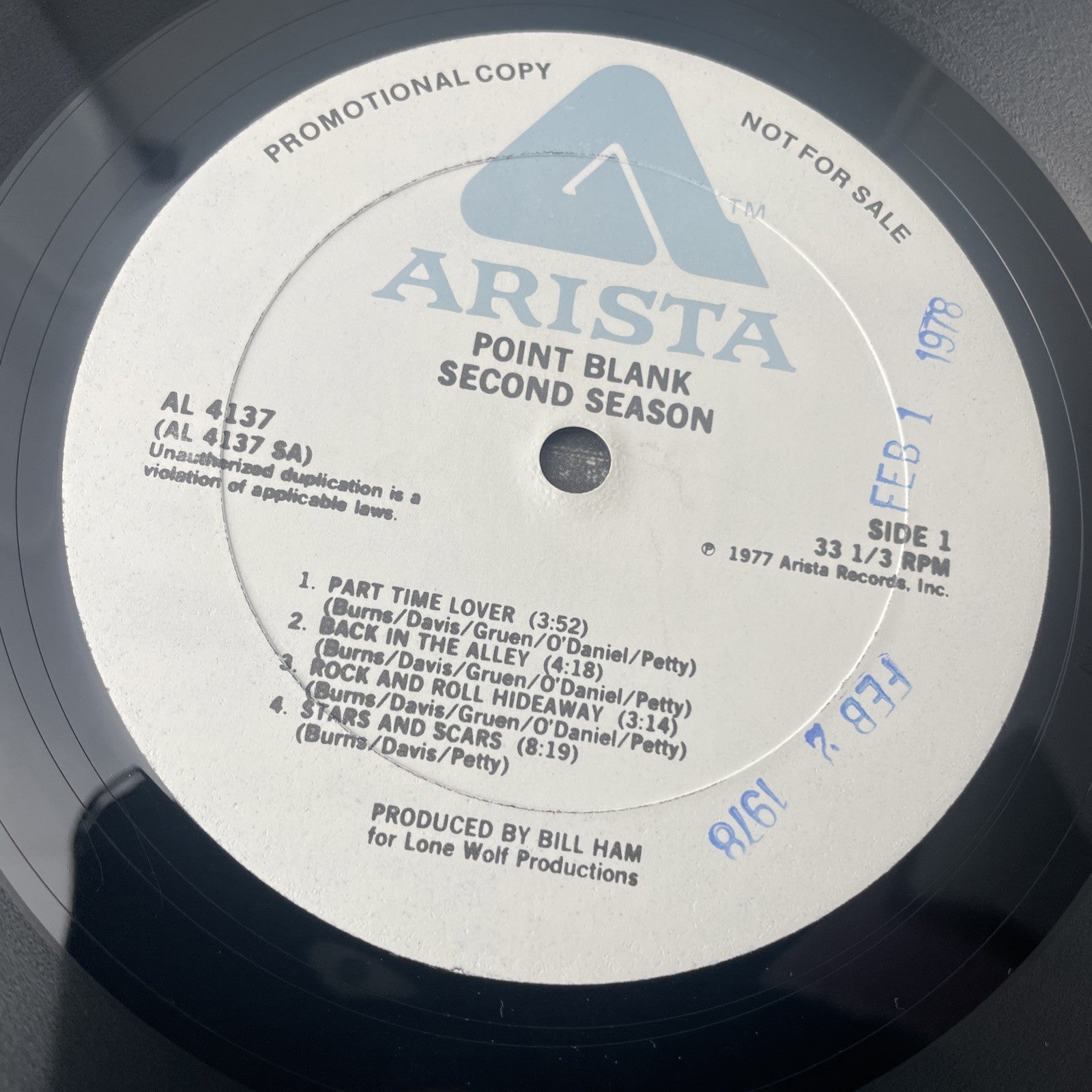 POINT BLANK Second Season ARISTA LP VG+ promo d White Label Vinyl Record