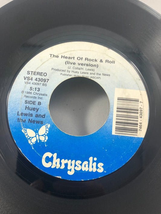 Huey Lewis and The News The Heart of Rock n Roll / Jacob’s Ladder 45 rpm VG