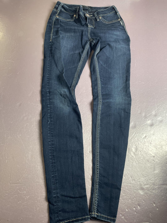Silver Jeans Co Jeans Womens 26 Blue Suki High Super Skinny Dark Wash Stretch