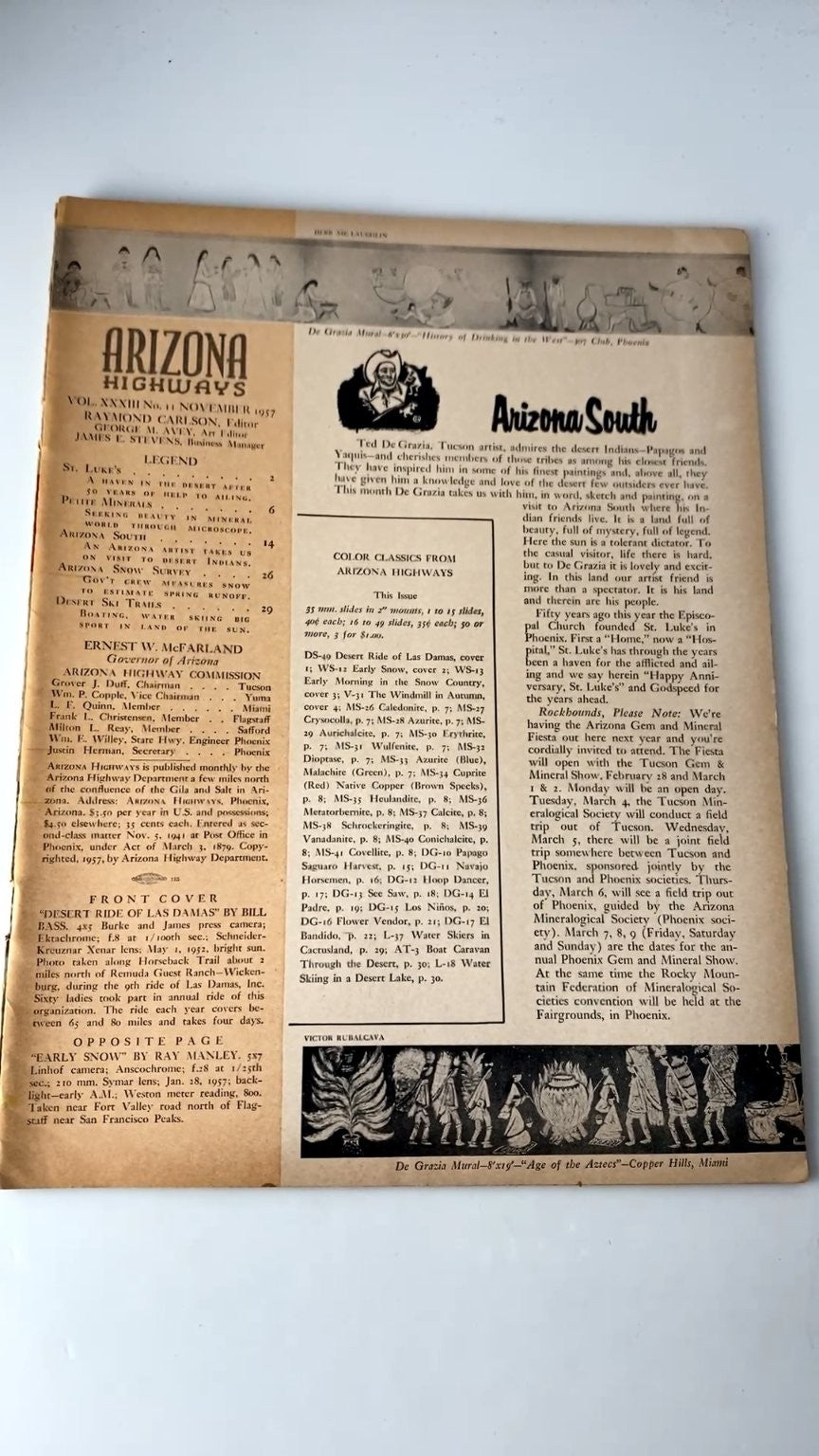 Arizona Highways Magazine November 1957 Vol XXXIII No 11 Desert Travel