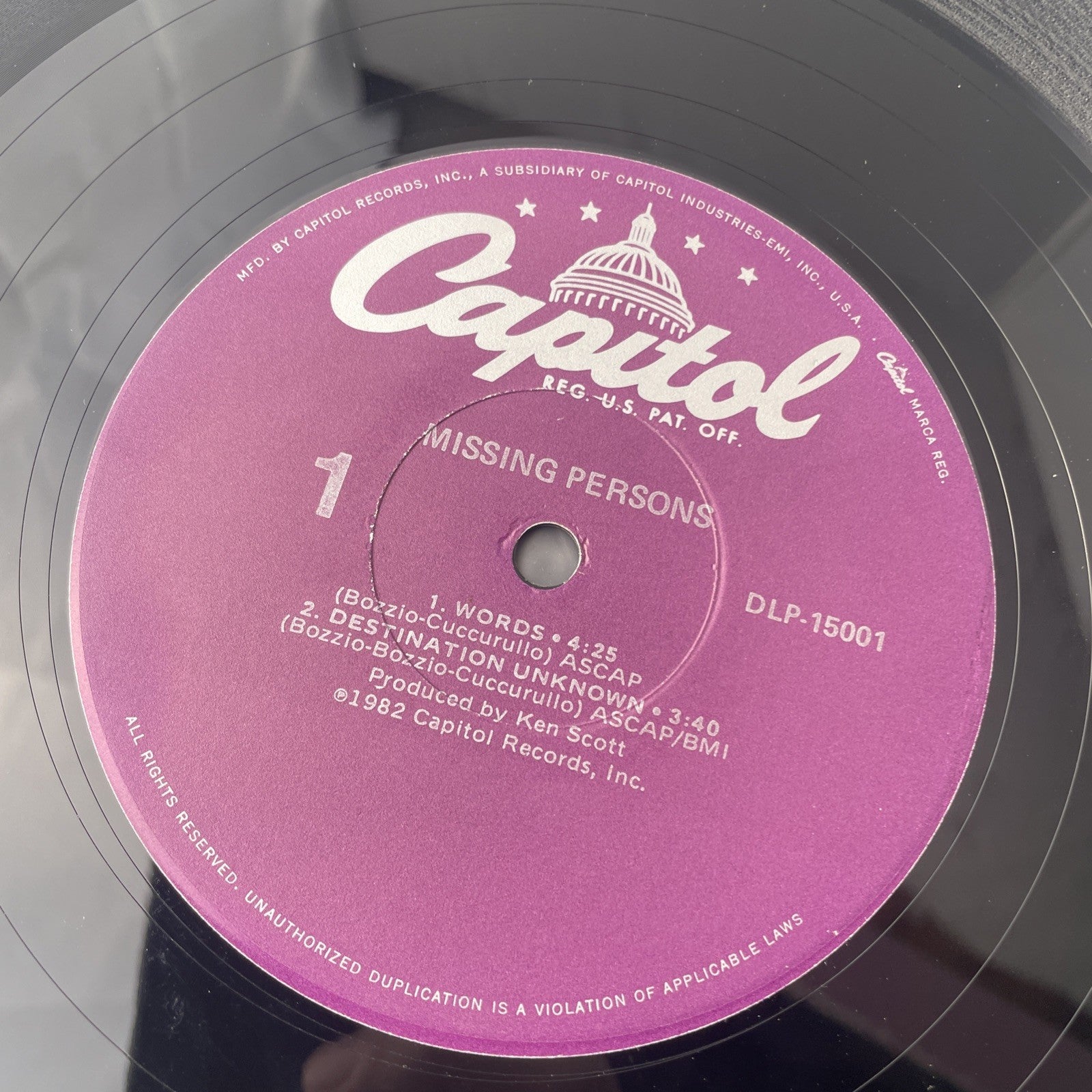 Missing Persons  Self-Titled  1982 Capitol DLP-15001  New Wave, Synth-pop  VG