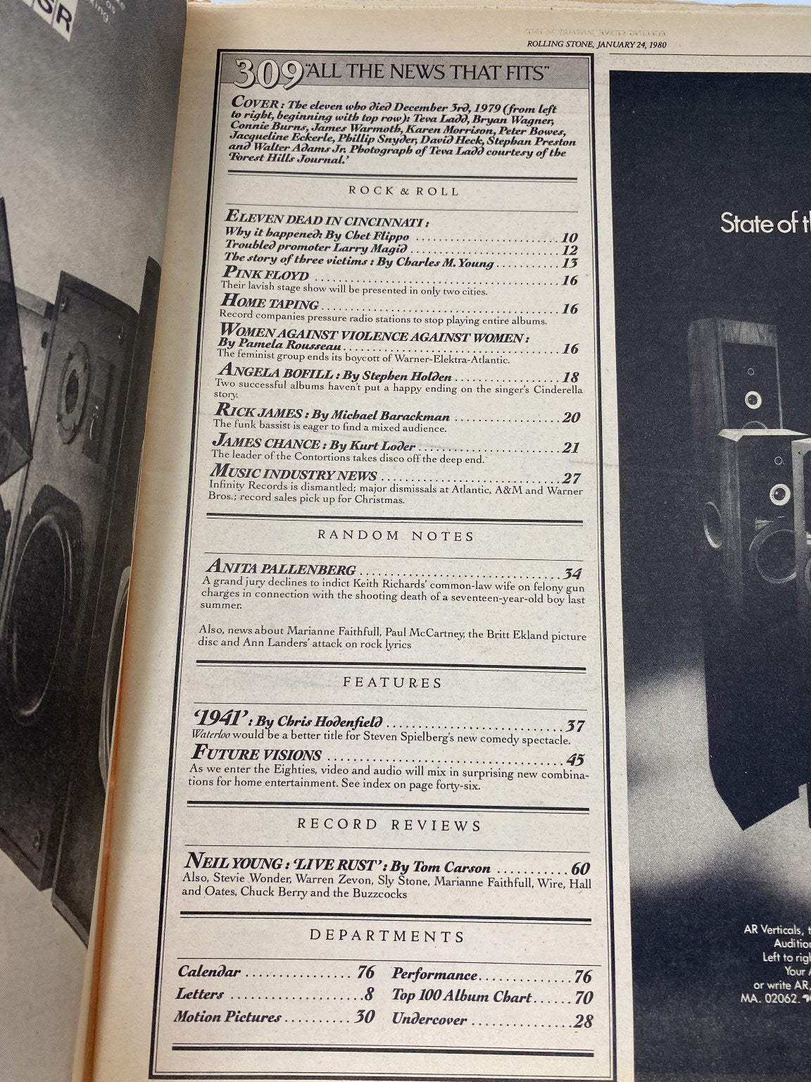 Rolling Stone Magazine January 24 1980 Rock & Roll Tragedy Illustrated