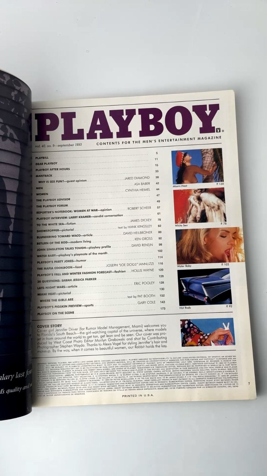 Playboy September 1993 Jennifer Driver Miami South Beach Illustrated