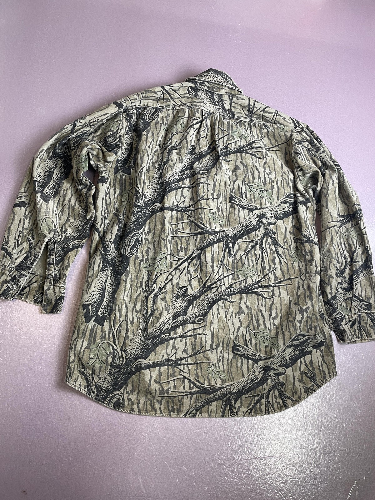 Vintage Mossy Oak Shirt Mens Medium Camou TREESTAND BARK Made USA 90s
