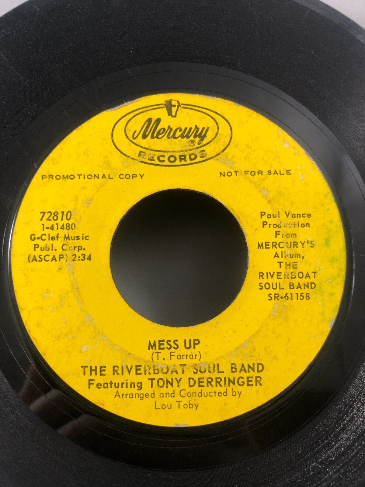 THE RIVERBOAT SOUL BAND MESS UP 45 RECORD CATCH A FALLING TONY DERRINGER PROMO