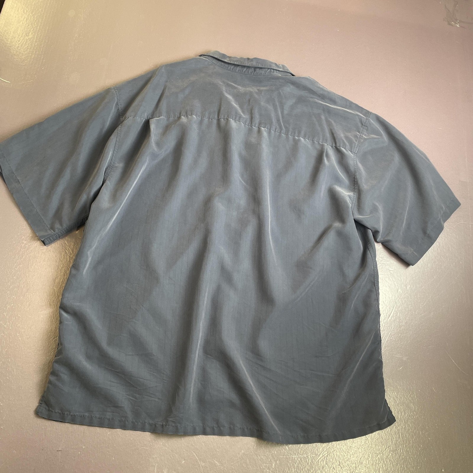 Bamboo Cay Shirt Mens 2XL Gray Embroidered Camp Hawaiian Tropical Button Front