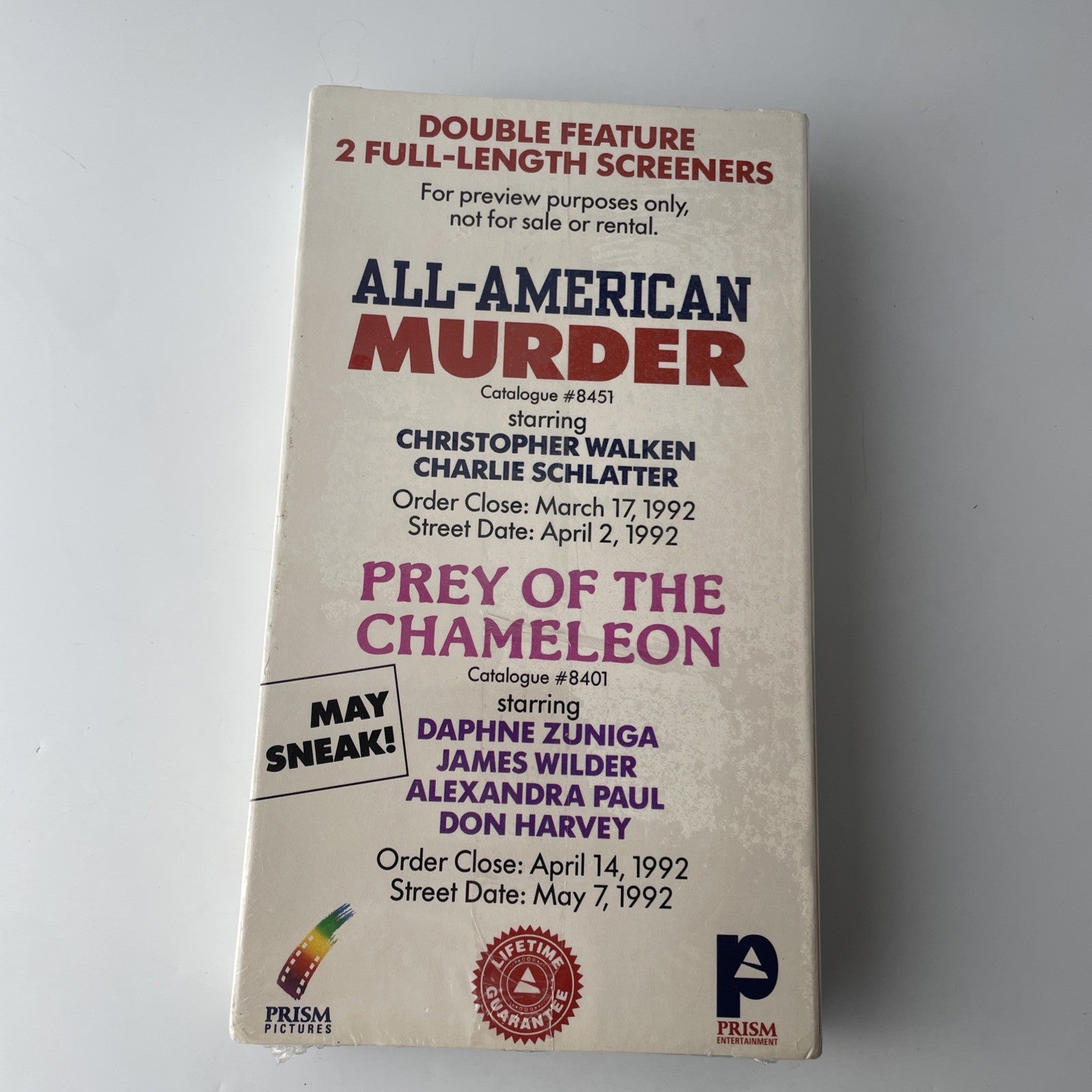 All-American Murder - (VHS, 1992, Screener Promo, Christopher Walken) *Sealed*