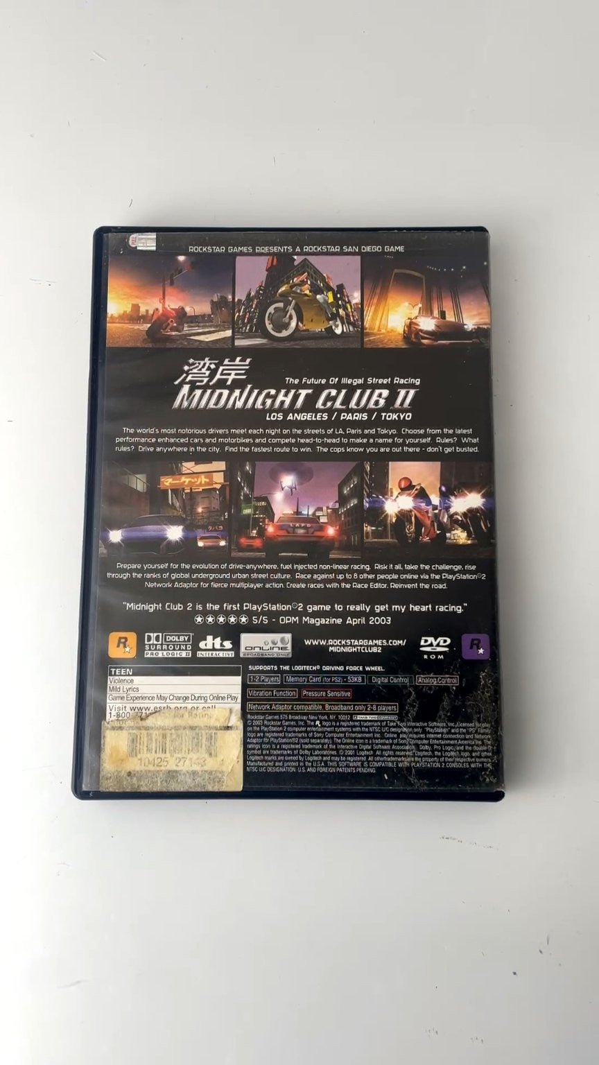 Midnight Club II PlayStation 2 Video Game Multiplayer Racing NO MANUAL