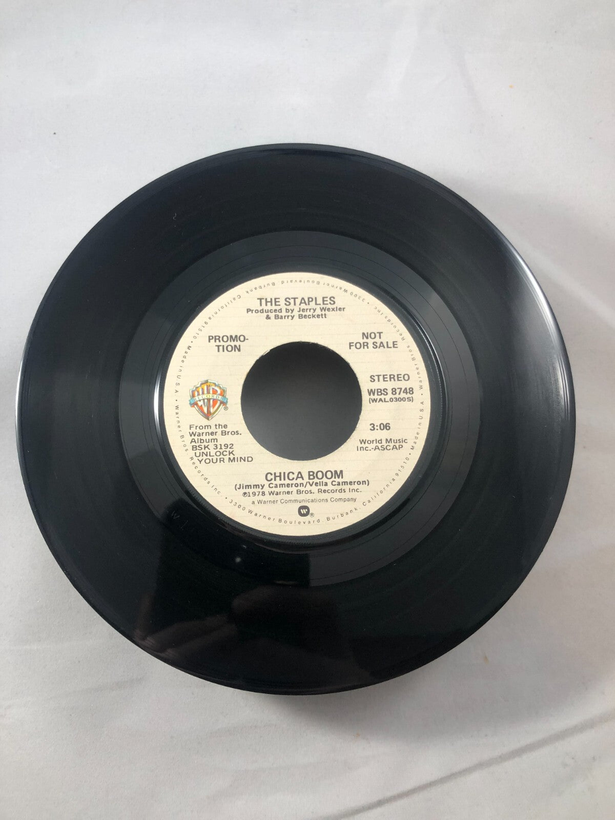 Soul Promo 45 The Staples - Chica Boom / Chica Boom On Warner Bros. VG+