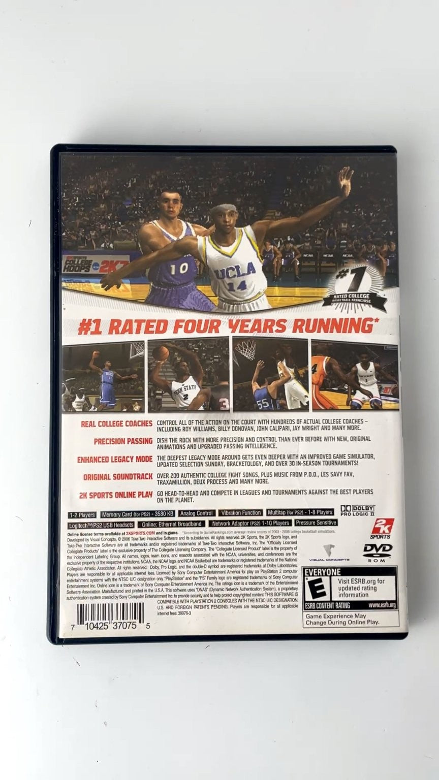 2K Sports College Hoops NCAA 2K7 PlayStation 2 Video Game Multiplayer NO MANUAL