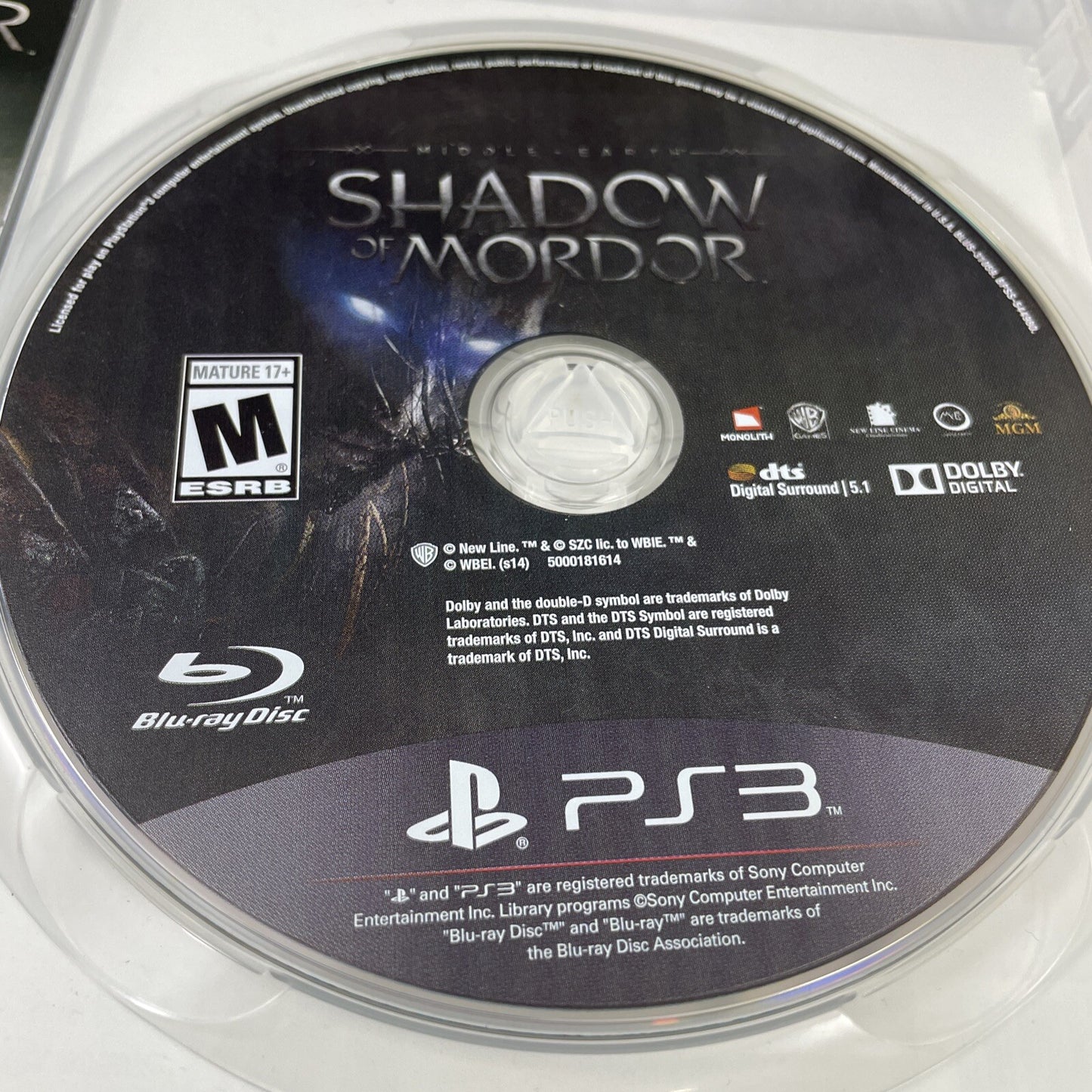 Middle-earth: Shadow of Mordor PS3 (Sony PlayStation 3, 2014) CIB Read
