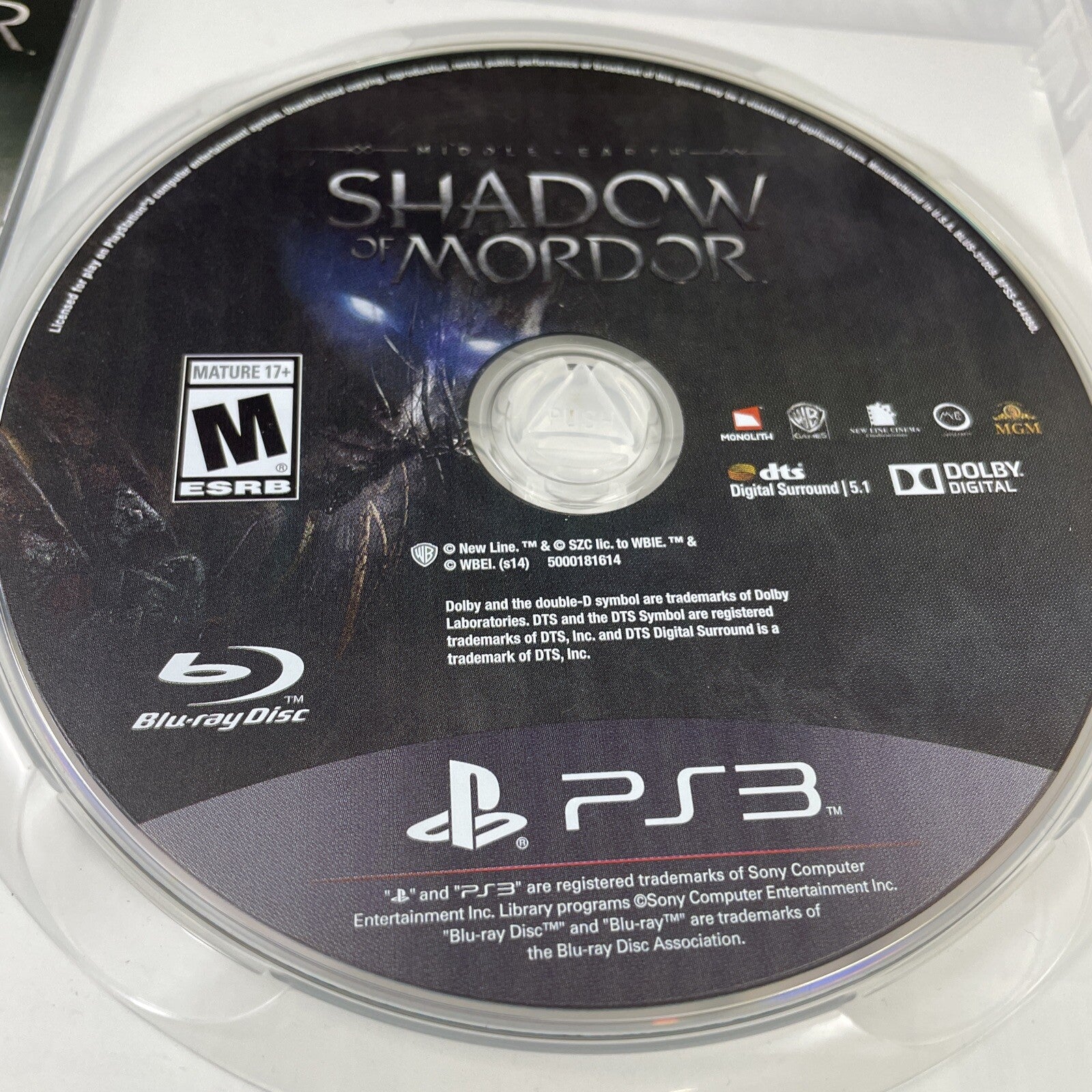 Middle-earth: Shadow of Mordor PS3 (Sony PlayStation 3, 2014) CIB Read