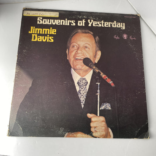 Vintage Jimmie Davis Souvenirs Of Yesterday 12" Vinyl LP 1974 Paula Country