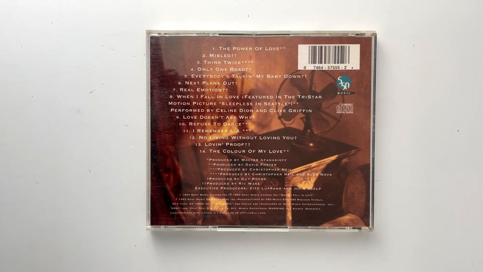 Celine Dion The Colour Of My Love CD Jewel Case 1993 Pop Ballads