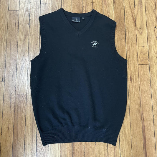 Beverly Hills Polo Club Sweater Vest Mens Medium V Neck Pullover Embroidered