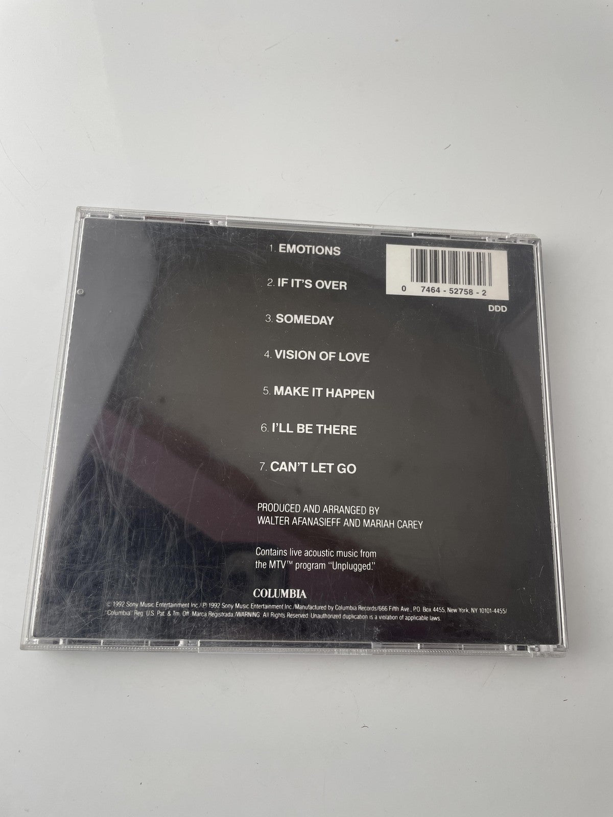 Mariah Carey CD MTV Unplugged EP Live Acoustic Columbia 1992 Pop R&B CK 52758