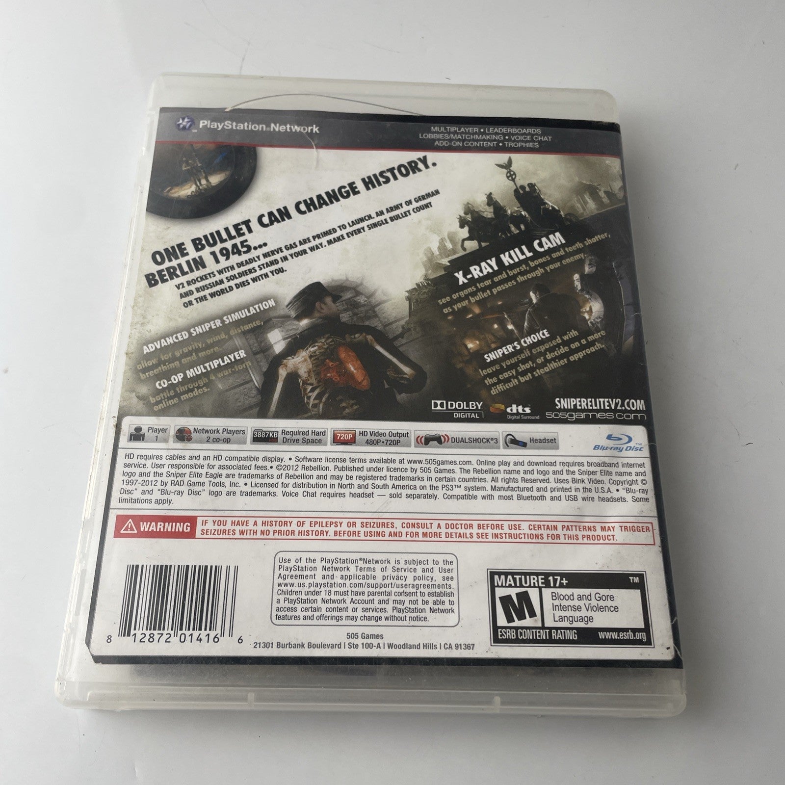 Sniper Elite V2 (Sony PlayStation 3, 2012) PS3 Video Game CIB Tested & Working