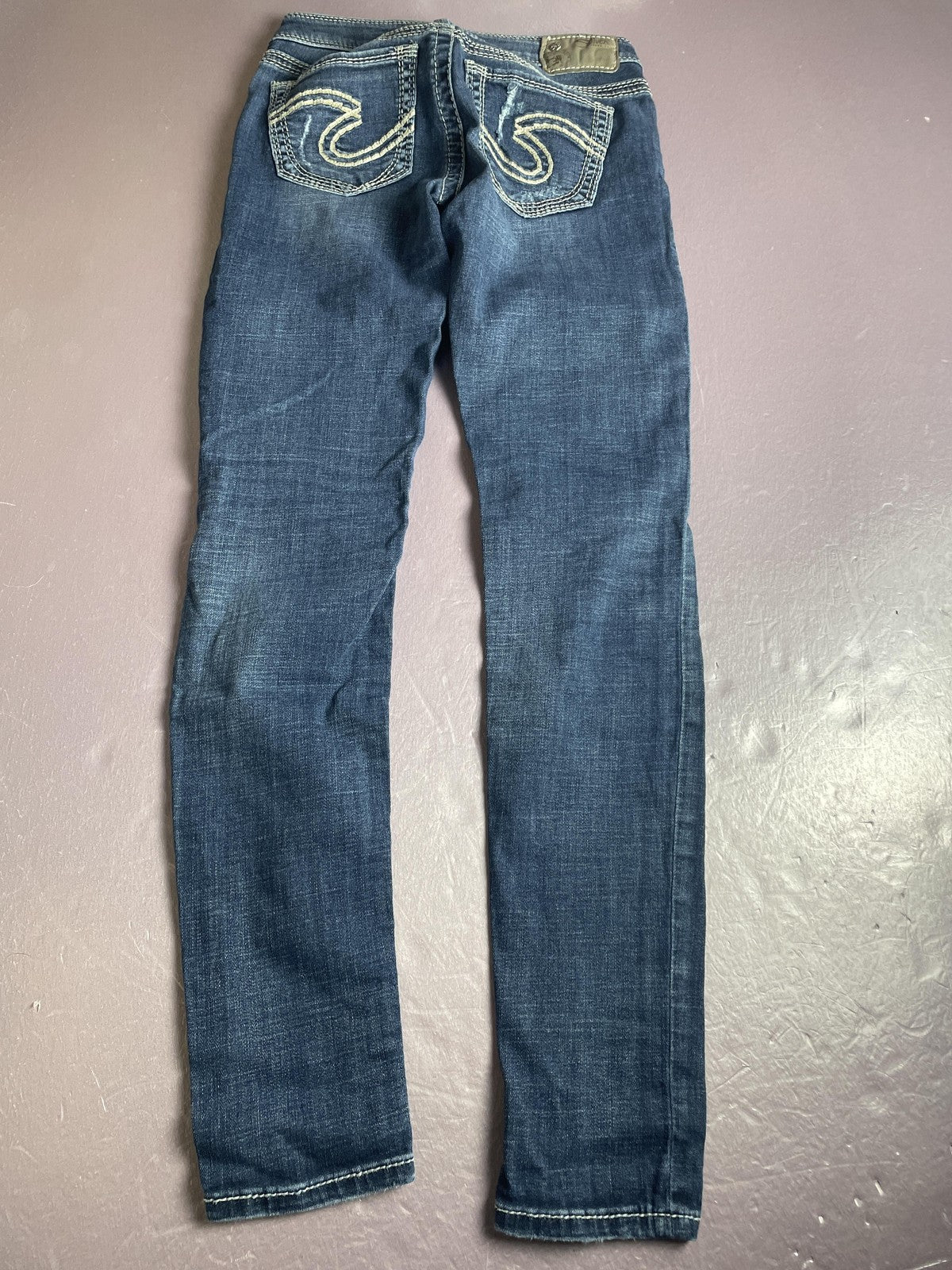 Silver Jeans Co Jeans Womens W27 L31 Blue Tuesday Skinny Distressed Embroidered