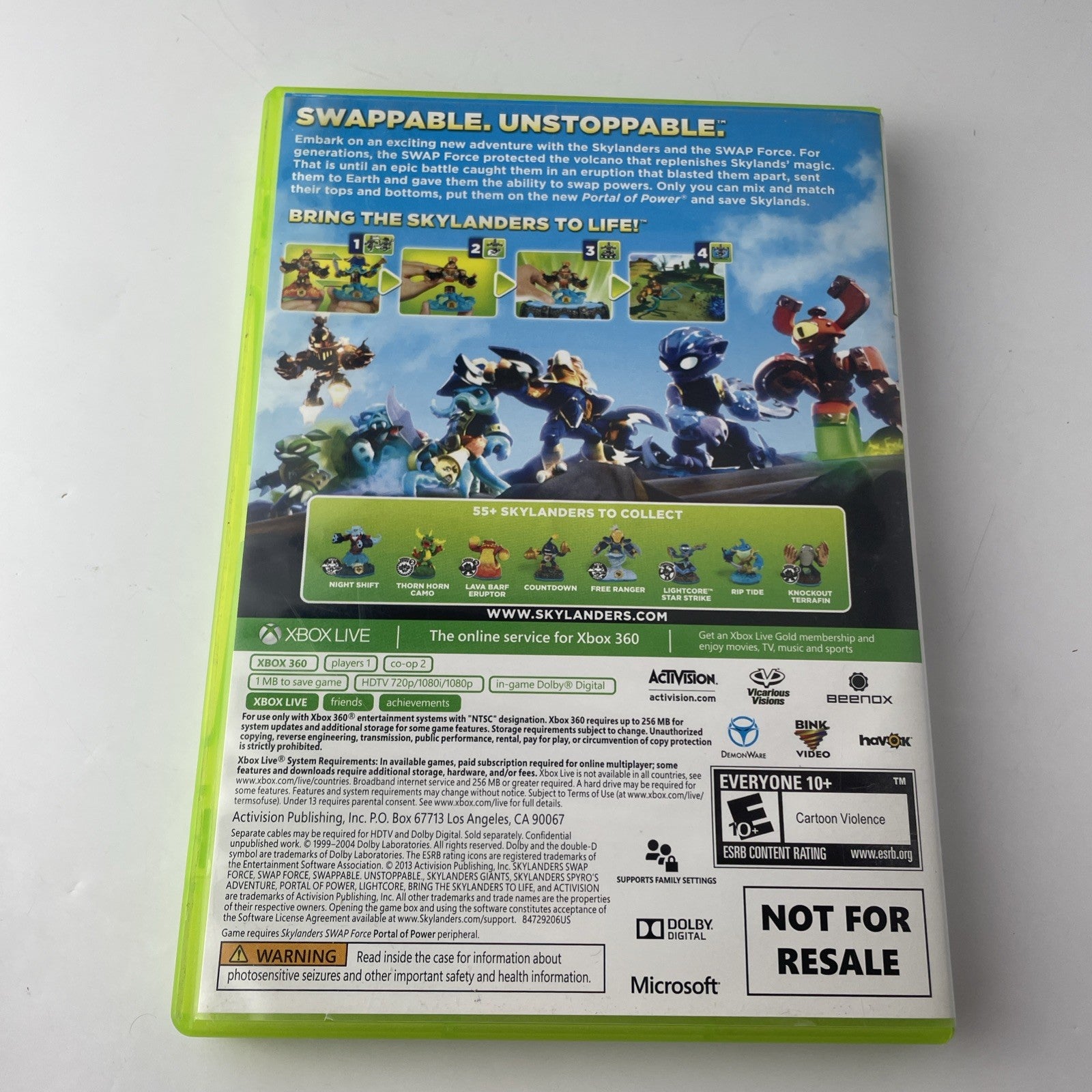 Skylanders - Swap Force (Microsoft Xbox 360, 2004) No Manual