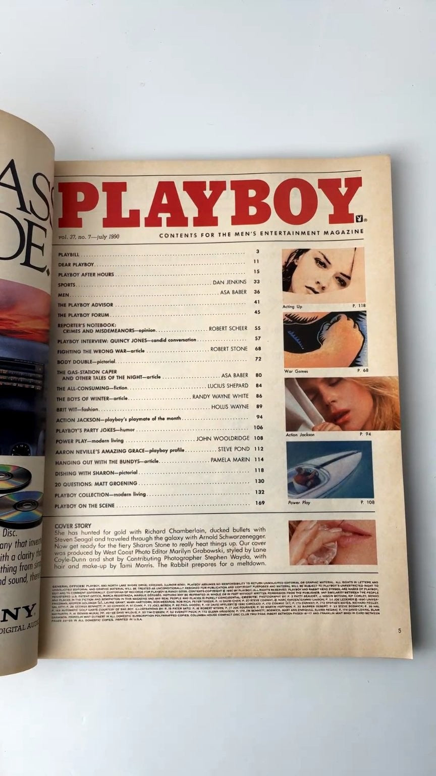 Playboy July 1990 Sharon Stone Cover Quincy Jones Interview