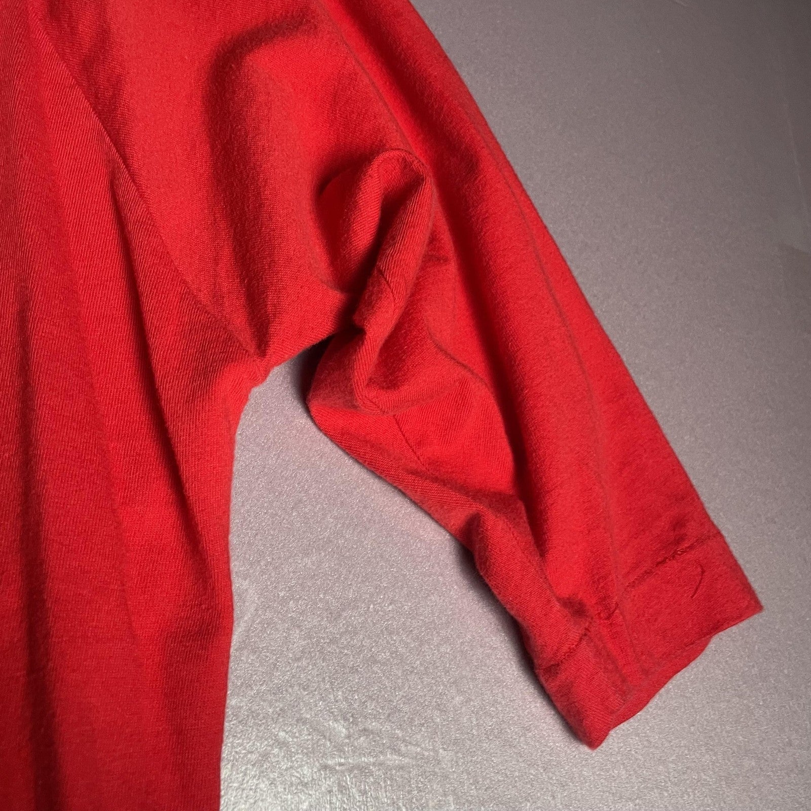 Paul Et Duffier Shirt Womens Medium Red Button Front 3/4 Sleeve Cotton Top Boxy