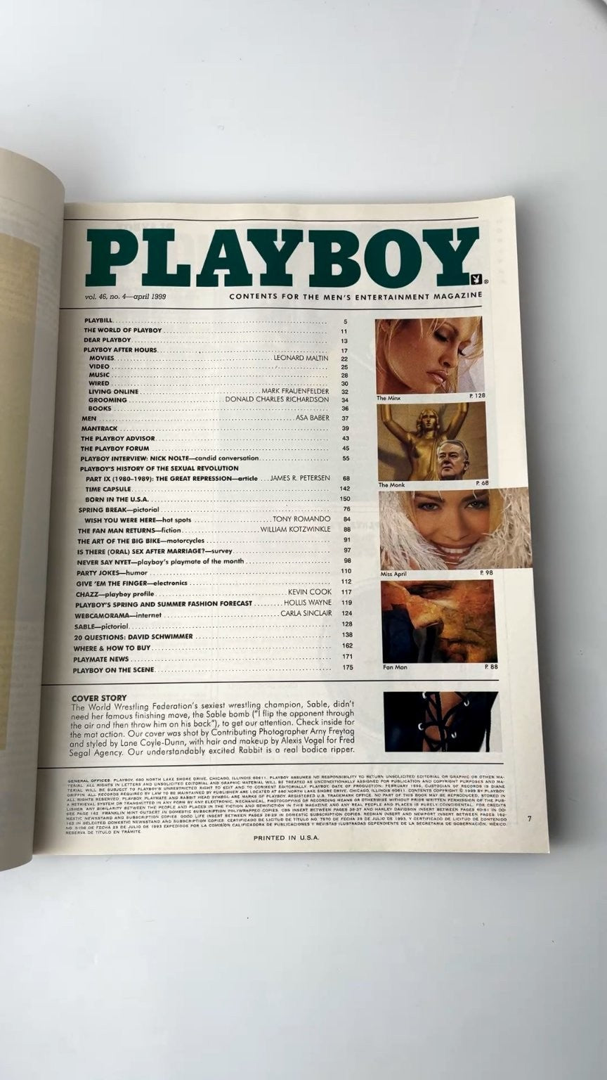 Playboy April 1999 Sable WWF Sex Sensation Nick Nolte Interview