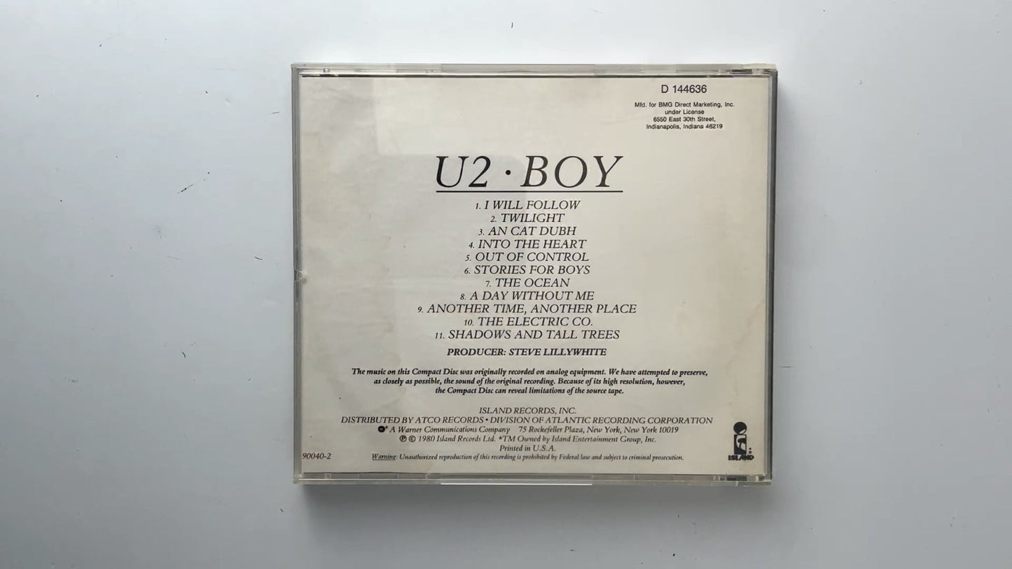 U2 Boy CD Album Island Records 1980 Rock Jewel Case