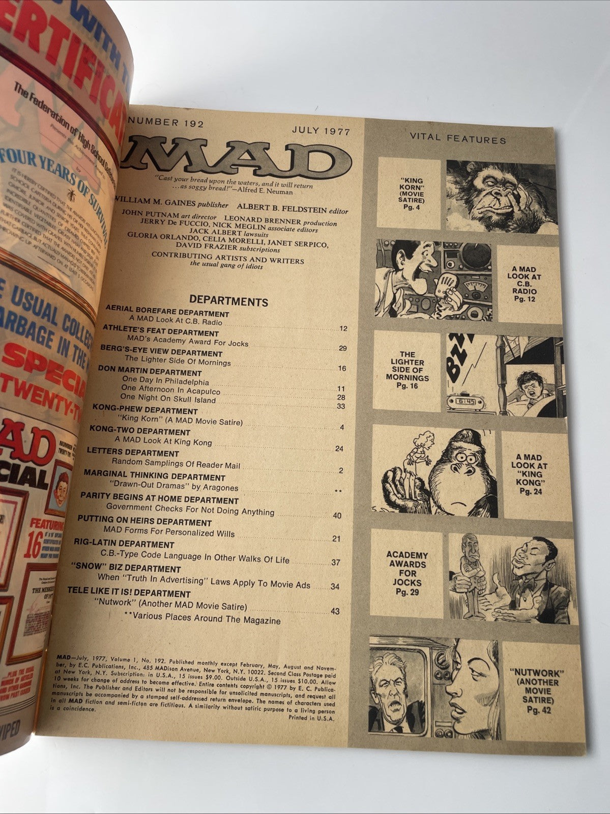 VINTAGE: MAD MAGAZINE July '77 JULY # 192 KING KONG