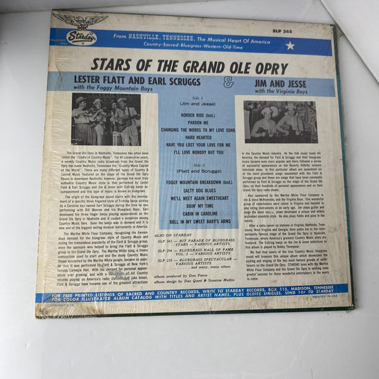 Vintage Flatt & Scruggs Jim Jesse Stars Grand Ole Opry 12" LP Starday Bluegrass