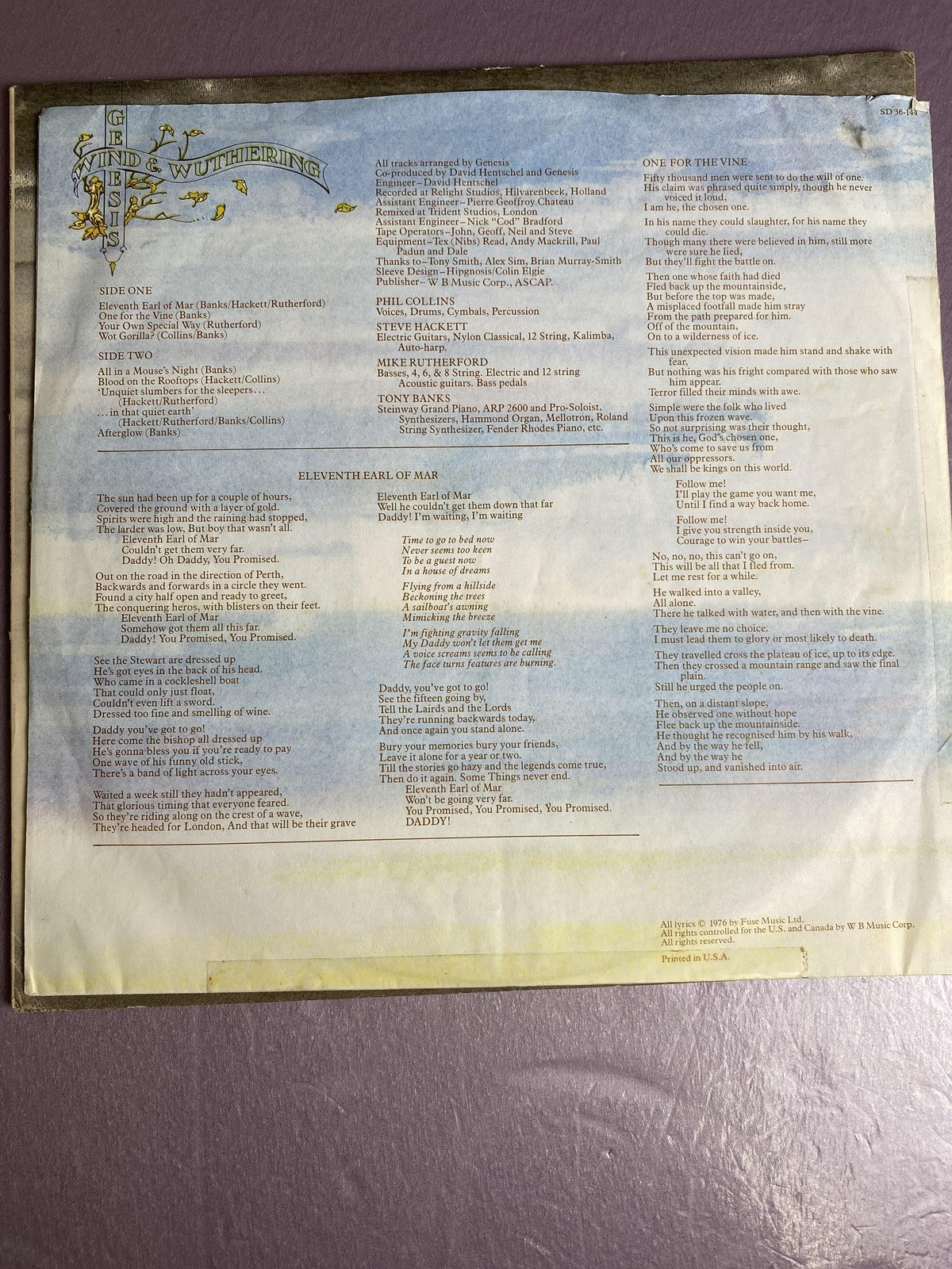 Vintage Genesis Wind & Wuthering 12" Vinyl LP ATCO SD 36-144 Prog Rock Album