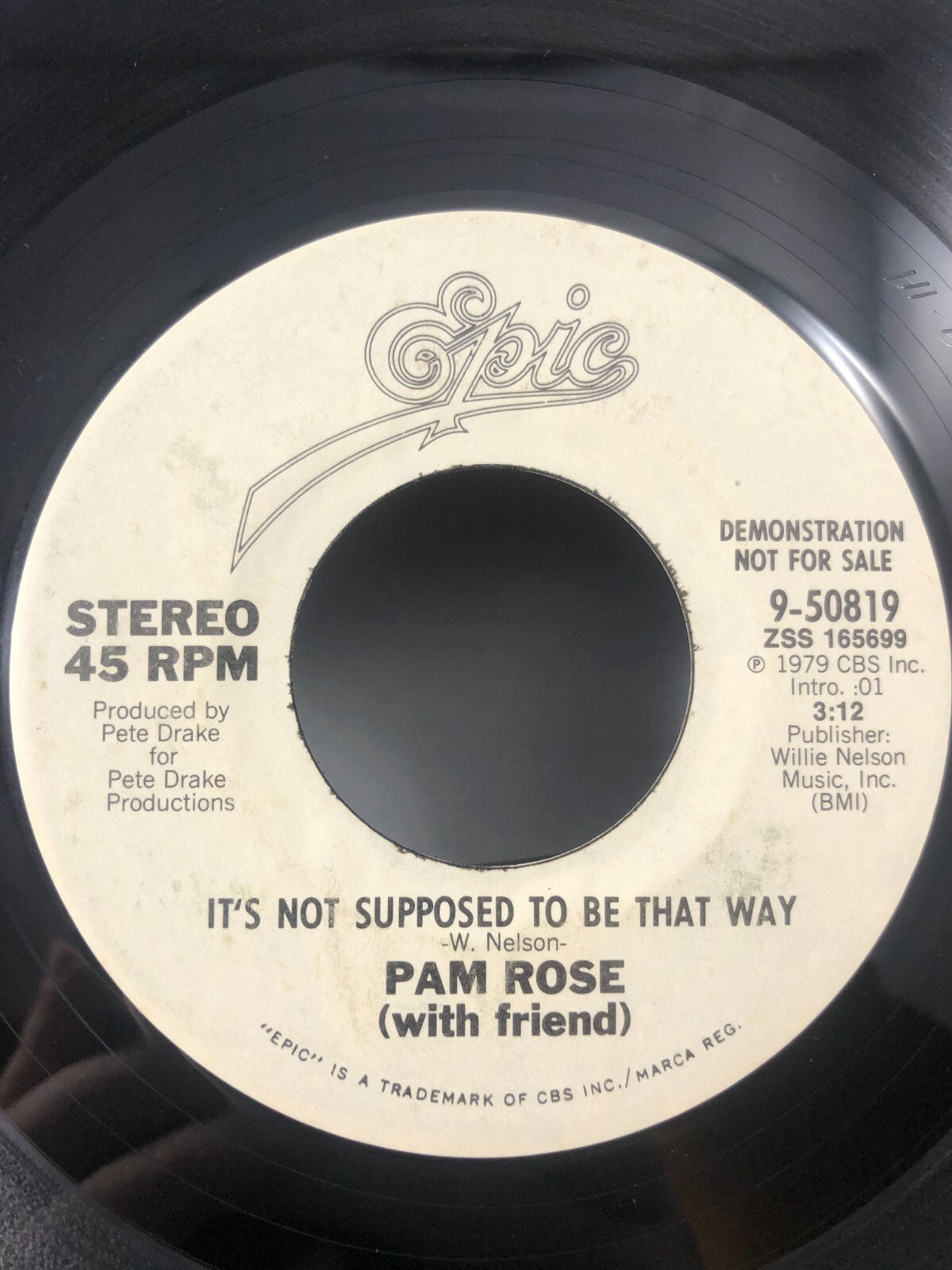 Promo!  Pam Rose ‎– It's Not Supposed To Be That Way / Same, 45 RPM VG+ (W4)