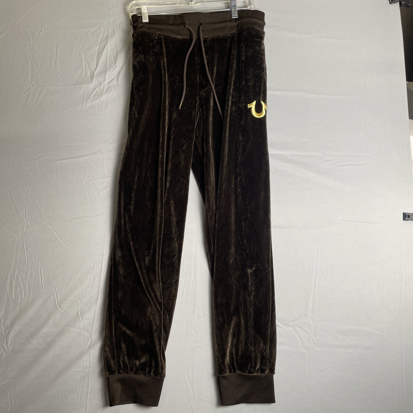 True Religion Men's Ultra-Soft Velour Logo Jogger Sweatpant NC3 Black Size XL