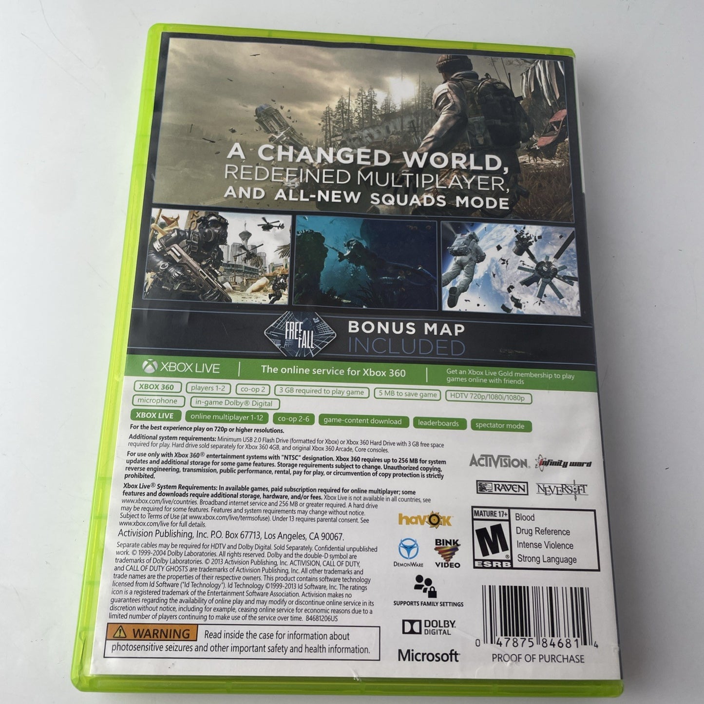 Call of Duty Ghosts - Xbox 360 - Complete CIB - VG Discs