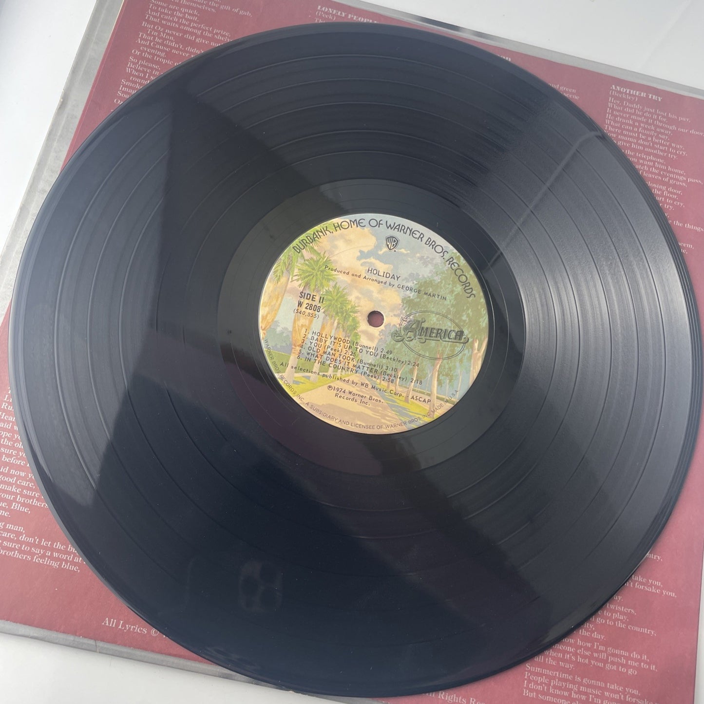 America - Holiday -1974 W2808 Warner Bros Rock Vinyl LP Record Album
