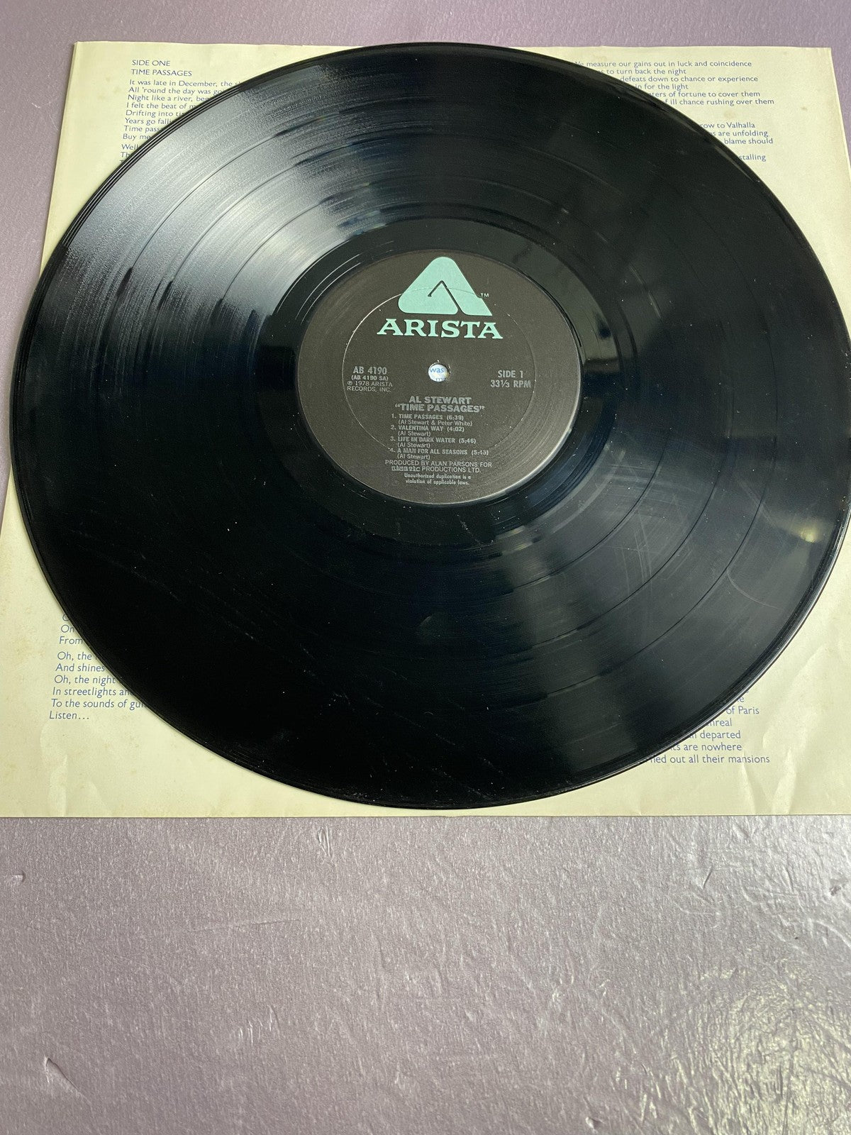 Vintage Al Stewart Time Passages 12" Vinyl LP 1978 Arista Soft Rock Album Pop
