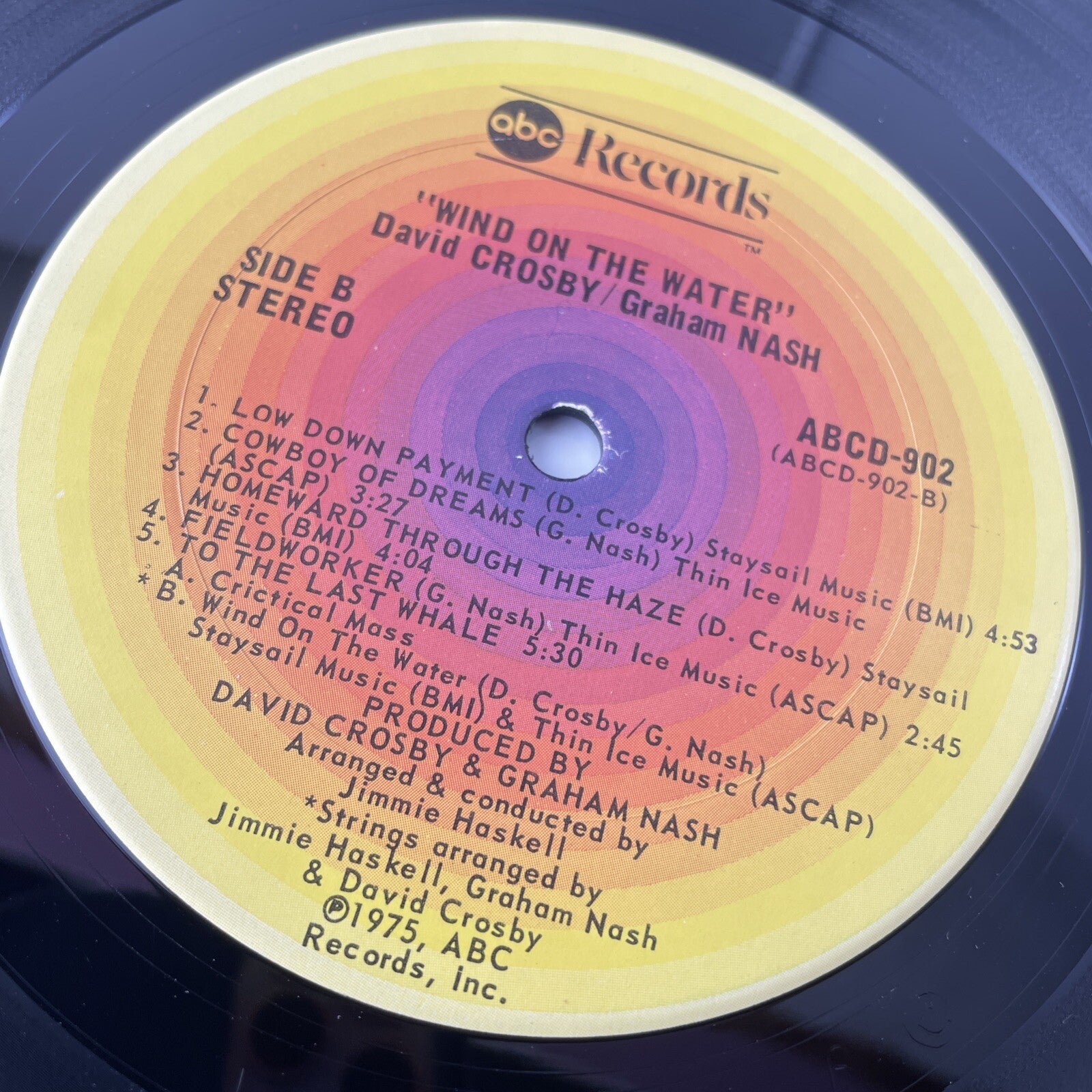 David Crosby Graham Nash ~ WIND ON THE WATER ~ 1975 Vinyl LP Record Album ~