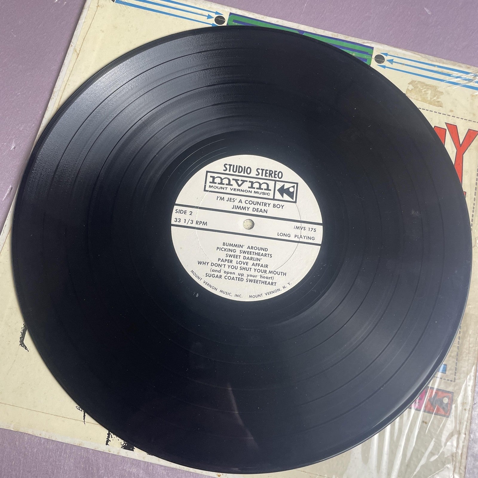 Vintage Jimmy Dean I'm Jes' A Country Boy 12" Black Vinyl LP MVM Country Album