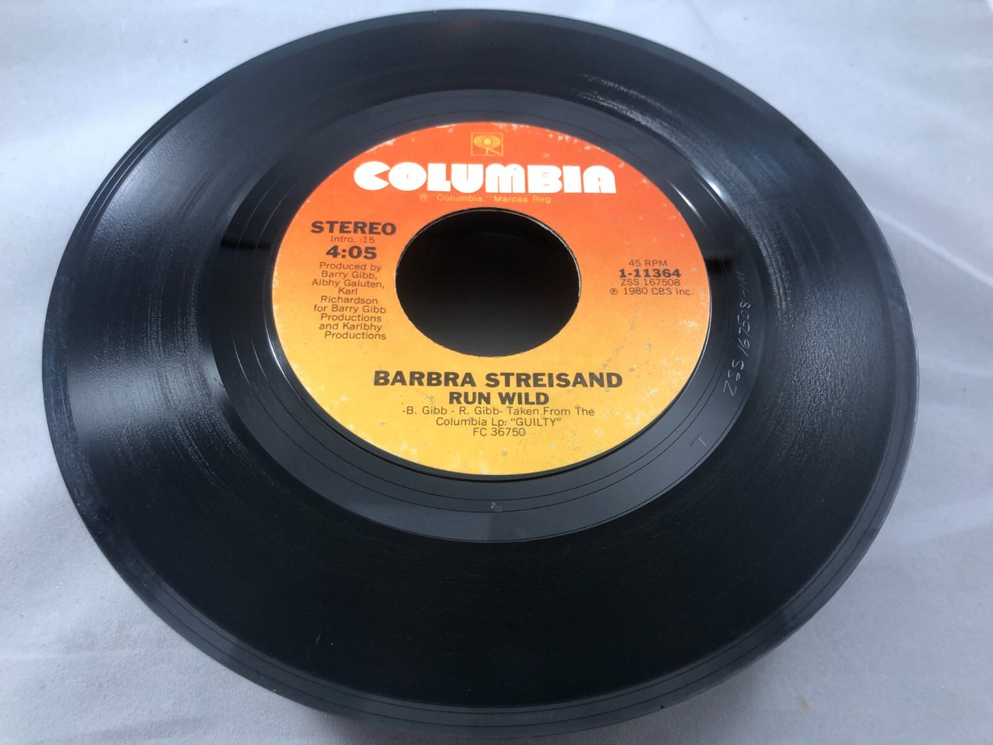 Barbra Streisand - Run Wild / Woman in Love - 45 Record - 1980 VG+ see pics