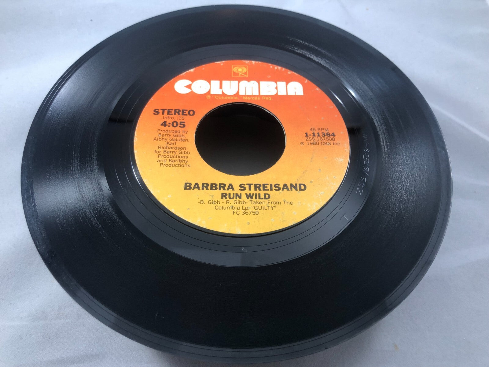 Barbra Streisand - Run Wild / Woman in Love - 45 Record - 1980 VG+ see pics