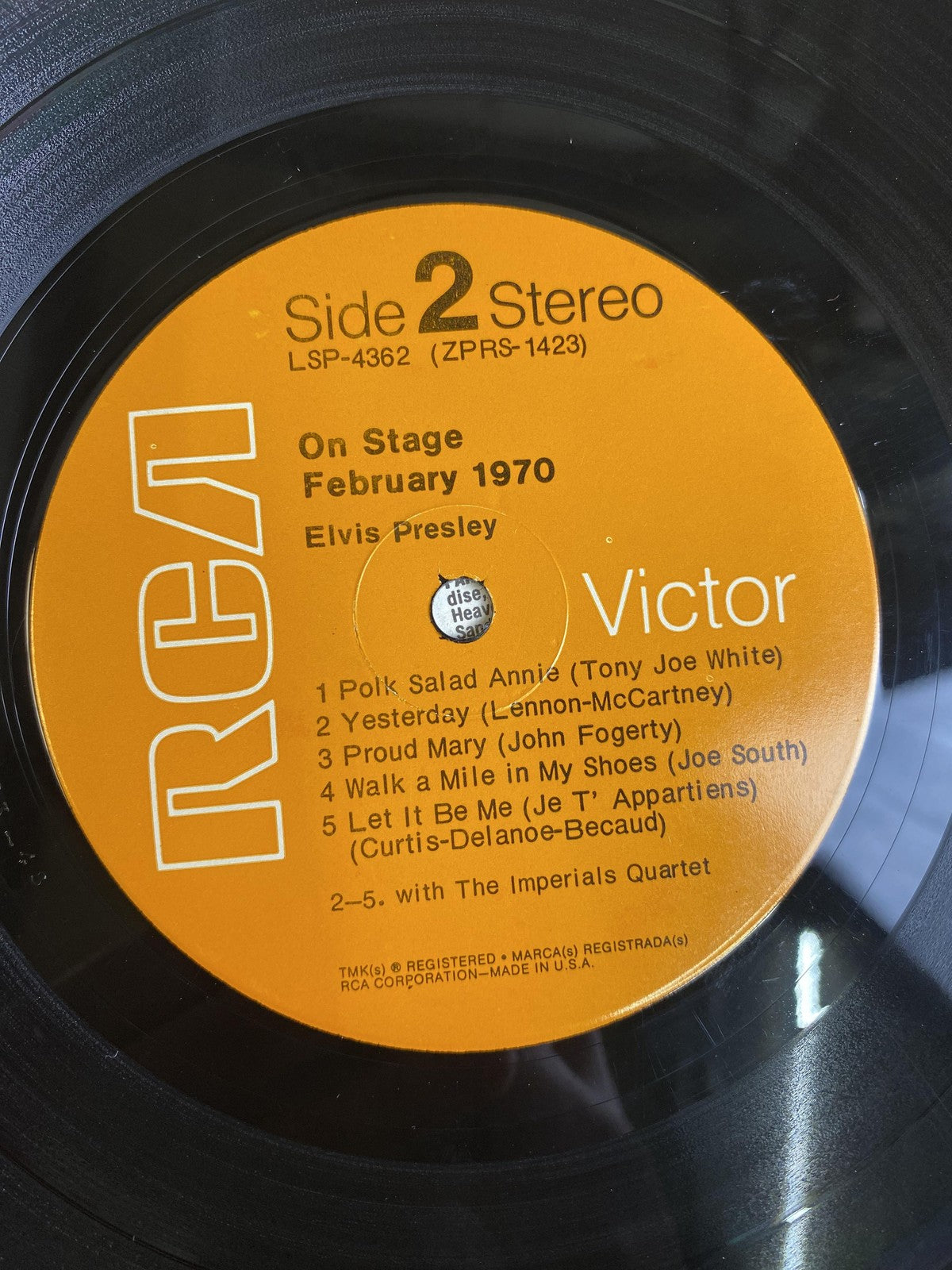 Vintage Elvis Presley On Stage February 1970 Vinyl 12" LP RCA Victor Rock