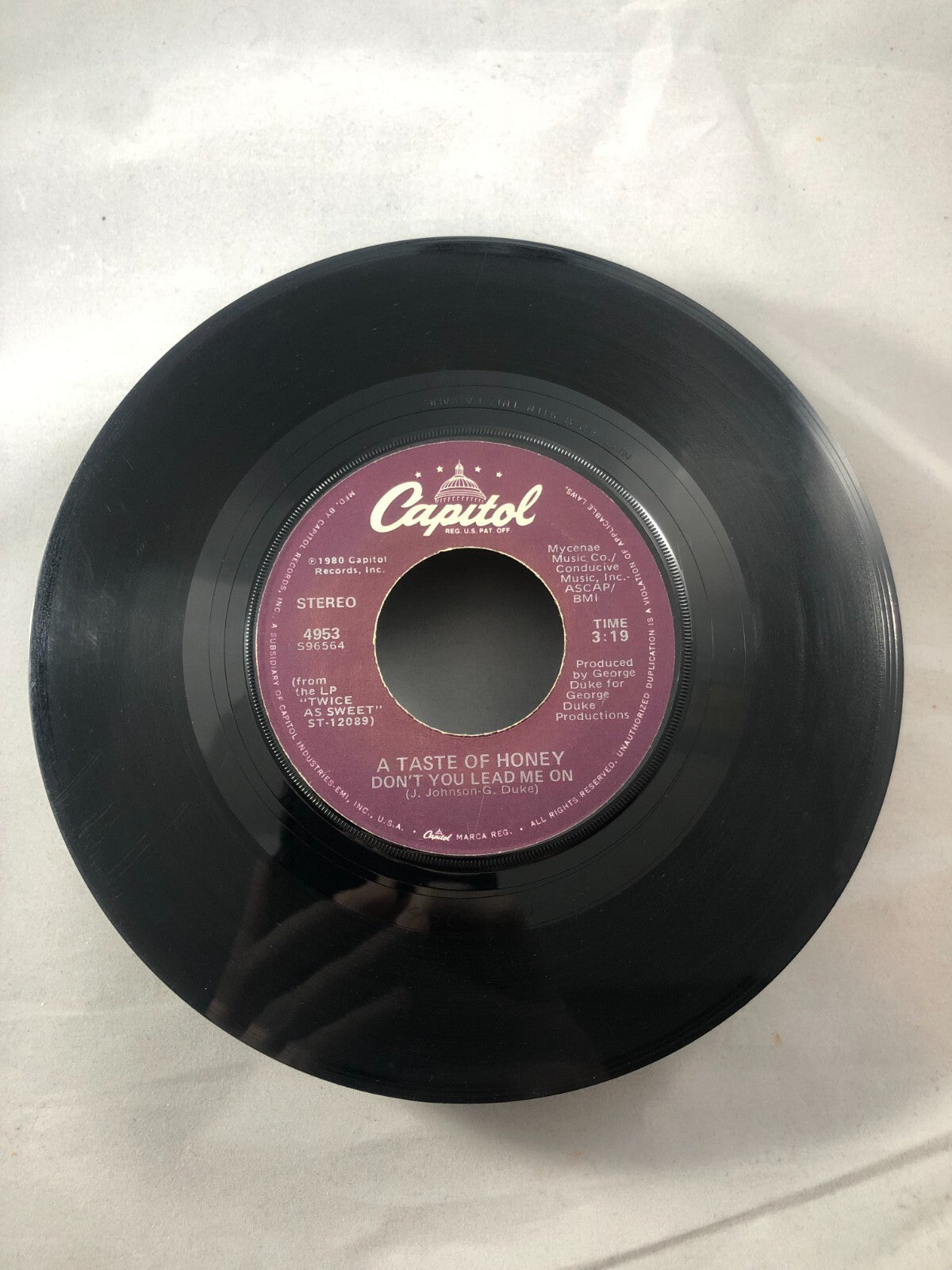 A TASTE OF HONEY Don't You Lead Me On 45 7" FUNK SOUL Record Vinyl 1980 VG