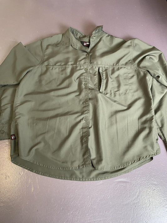 Eddie Bauer EBTEK Shirt Mens XL Green Vented Fishing Button Up Long Sleeve