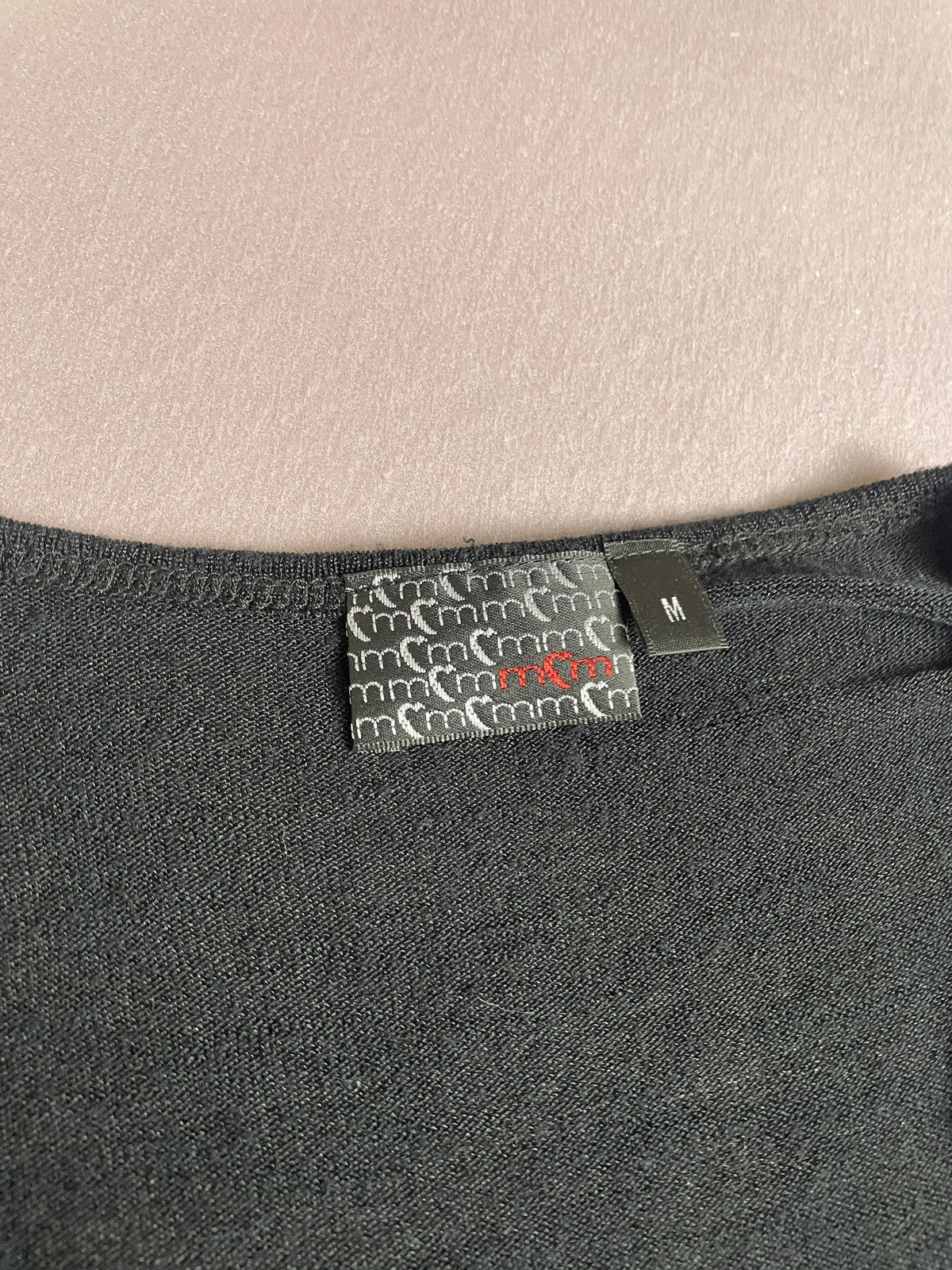 MM Couture Shirt Womens Medium Black Studded Shoulder Scoop Neck Top Cap Sleeve