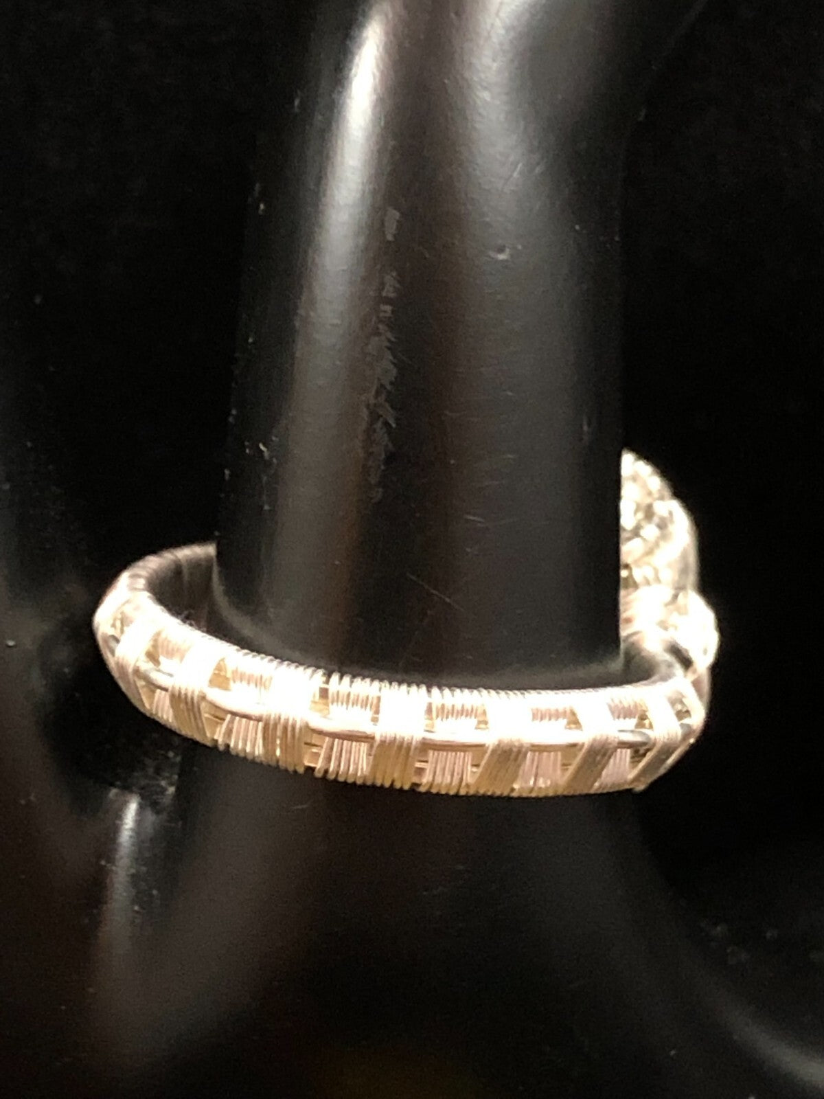 Faceted Quartz Handmade Ring in .999 Fine Silver Polished Wire Wrap size 9.5