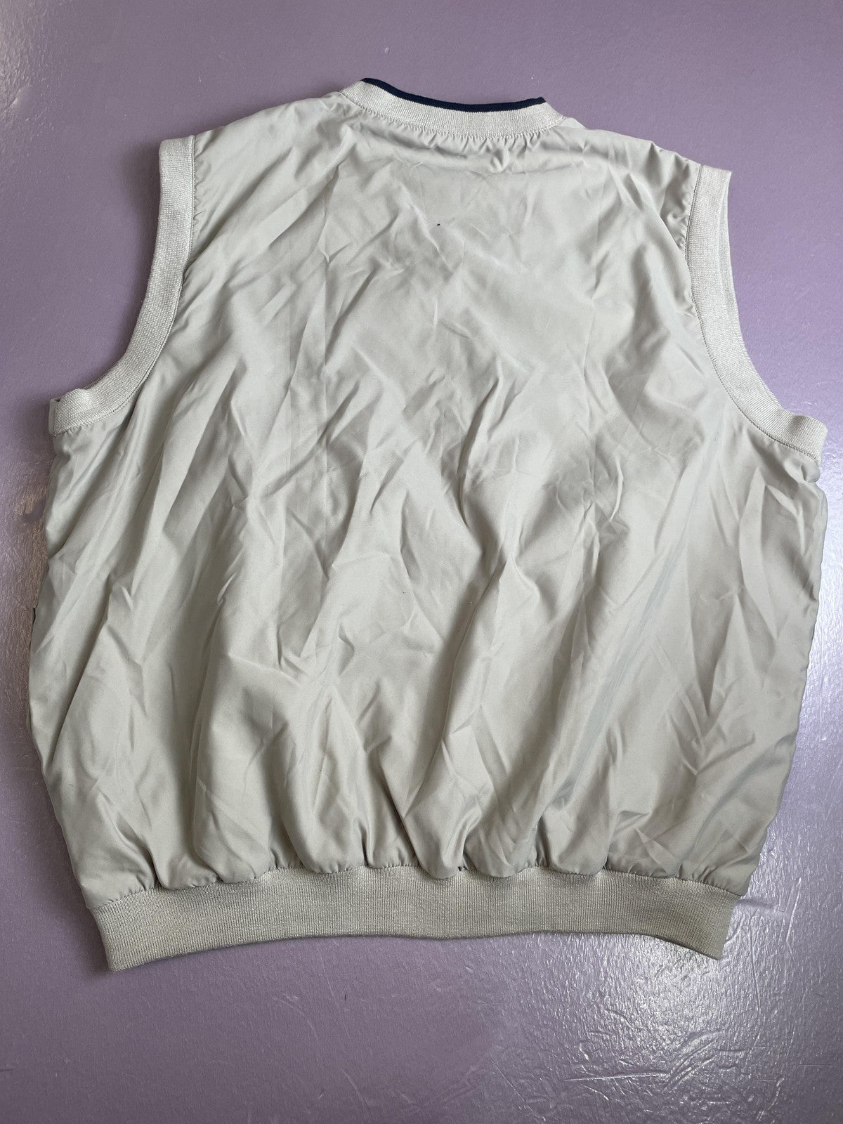 Charles River Windbreaker Vest Mens Large Khaki T-45 Goshawk Navy Embroidered