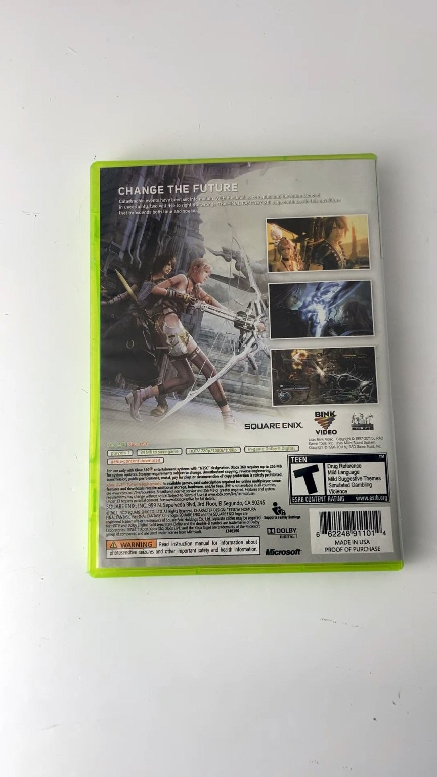 Final Fantasy XIII-2 Xbox 360 Video Game RPG Single Player